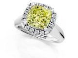 White gold Fancy Yellow Cushion  Cut Halo Solitaire Engagement Ring with Square Band and Four-Prong Setting_13