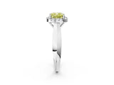 White gold Fancy Yellow Cushion  Cut Halo Solitaire Engagement Ring with Square Band and Four-Prong Setting_134