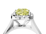 White gold Fancy Yellow Cushion  Cut Halo Solitaire Engagement Ring with Square Band and Four-Prong Setting_136