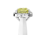 White gold Fancy Yellow Cushion  Cut Halo Solitaire Engagement Ring with Square Band and Four-Prong Setting_137