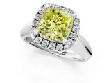 White gold Fancy Yellow Cushion  Cut Halo Solitaire Engagement Ring with Square Band and Four-Prong Setting_139
