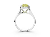 White gold Fancy Yellow Cushion  Cut Halo Solitaire Engagement Ring with Square Band and Four-Prong Setting_141