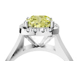 White gold Fancy Yellow Cushion  Cut Halo Solitaire Engagement Ring with Square Band and Four-Prong Setting_16