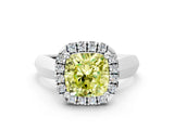 White gold Fancy Yellow Cushion  Cut Halo Solitaire Engagement Ring with Square Band and Four-Prong Setting_90