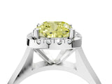White gold Fancy Yellow Cushion  Cut Halo Solitaire Engagement Ring with Square Band and Four-Prong Setting_94