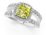 White gold Fancy Yellow Cushion  Cut Halo Split Shank Diamond Ring with Four-Prong Setting_46