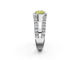 White gold Fancy Yellow Cushion  Cut Halo Split Shank Diamond Ring with Four-Prong Setting_47
