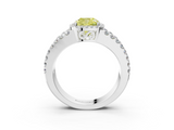 White gold Fancy Yellow Cushion  Cut Halo Split Shank Diamond Ring with Four-Prong Setting_48