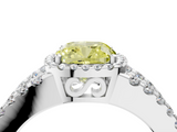 White gold Fancy Yellow Cushion  Cut Halo Split Shank Diamond Ring with Four-Prong Setting_49