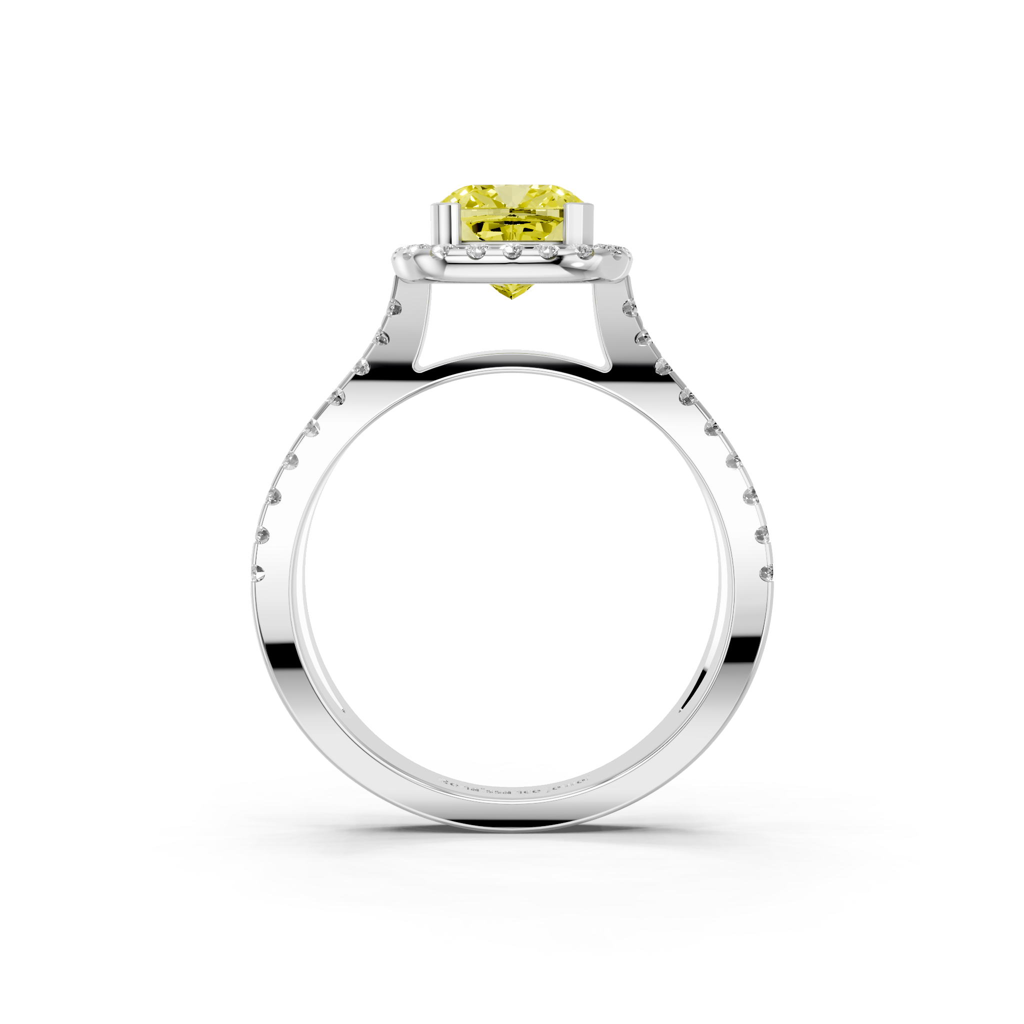 White gold Fancy Yellow Cushion  Cut Halo Split Shank Pave Set Ring_26