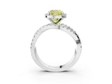 White gold Fancy Yellow Cushion  Cut Halo Split Shank Prong Setting Ring_28