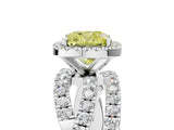 White gold Fancy Yellow Cushion  Cut Halo Split Shank Prong Setting Ring_30