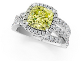 White gold Fancy Yellow Cushion  Cut Halo Split Shank Prong Setting Ring_62