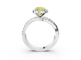 White gold Fancy Yellow Cushion  Cut Halo Split Shank Prong Setting Ring_64