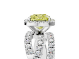 White gold Fancy Yellow Cushion  Cut Halo Split Shank Prong Setting Ring_66