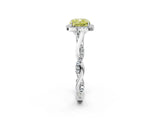 White gold Fancy Yellow Cushion Cut Halo Twist Band with Four-Prong Setting_2