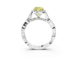 White gold Fancy Yellow Cushion Cut Halo Twist Band with Four-Prong Setting_3