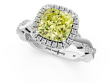 White gold Fancy Yellow Cushion  Cut Halo Twisted Band Four-Prong Ring_21