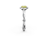 White gold Fancy Yellow Cushion  Cut Halo Twisted Band Four-Prong Ring_22