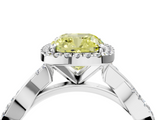 White gold Fancy Yellow Cushion  Cut Halo Twisted Band Four-Prong Ring_24