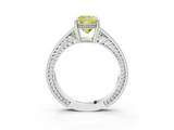 White gold Fancy Yellow Cushion  Cut Milgrain Channel Set Engagement Ring with Solitaire Prong Setting_59