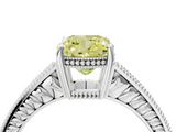 White gold Fancy Yellow Cushion  Cut Milgrain Channel Set Engagement Ring with Solitaire Prong Setting_60