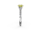 White gold Fancy Yellow Cushion  Cut Pavé Band Solitaire Ring with Four-Prong Setting_41