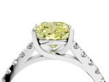 White gold Fancy Yellow Cushion  Cut Pavé Band Solitaire Ring with Four-Prong Setting_45