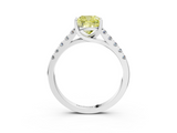 White gold Fancy Yellow Cushion  Cut Pavé Band Solitaire Ring with Four-Prong Setting_54
