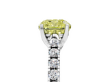 White gold Fancy Yellow Cushion  Cut Pavé Band Solitaire Ring with Four-Prong Setting_56
