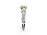 White gold Fancy Yellow Cushion  Cut Pave Diamond Engagement Ring with Channel Set Band and Four-Prong Setting_21