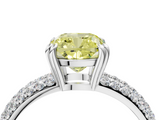 White gold Fancy Yellow Cushion  Cut Pave Diamond Engagement Ring with Channel Set Band and Four-Prong Setting_23