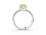 White gold Fancy Yellow Cushion  Cut Pave Diamond Engagement Ring with Channel Set Band and Four-Prong Setting_23