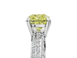 White gold Fancy Yellow Cushion  Cut Pave Diamond Engagement Ring with Channel Set Band and Four-Prong Setting_24