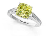 White gold Fancy Yellow Cushion Cut Solitaire Cathedral Diamond Engagement Ring with Channel-Set Band and Four-Prong Setting_16