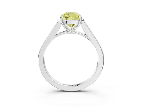 White gold Fancy Yellow Cushion Cut Solitaire Cathedral Diamond Engagement Ring with Channel-Set Band and Four-Prong Setting_18