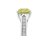 White gold Fancy Yellow Cushion Cut Solitaire Cathedral Diamond Engagement Ring with Channel-Set Band and Four-Prong Setting_20