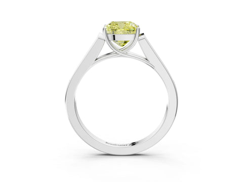 White gold Fancy Yellow Cushion Cut Solitaire Cathedral Diamond Engagement Ring with Channel-Set Band and Four-Prong Setting_6