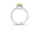 White gold Fancy Yellow Cushion Cut Solitaire Diamond Engagement Ring with Pavé Band and Six-Prong Setting_15