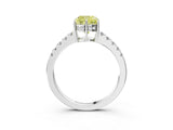White gold Fancy Yellow Cushion Cut Solitaire Diamond Engagement Ring with Pavé Band and Six-Prong Setting_27