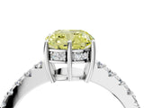 White gold Fancy Yellow Cushion Cut Solitaire Diamond Engagement Ring with Pavé Band and Six-Prong Setting_28