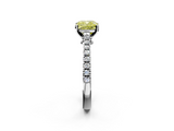 White gold Fancy Yellow Cushion  Cut Solitaire Diamond Engagement Ring with Pave Band and Four-Prong Setting_181
