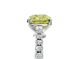 White gold Fancy Yellow Cushion  Cut Solitaire Diamond Engagement Ring with Pave Band and Four-Prong Setting_184