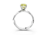 White gold Fancy Yellow Cushion Cut Solitaire Diamond Engagement Ring with Twisted Pave Band and Four-Prong Setting_82