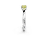 White gold Fancy Yellow Cushion Cut Solitaire Diamond Engagement Ring with Twisted Pave Band and Four-Prong Setting_86
