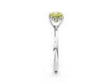 White gold Fancy Yellow Cushion Cut Solitaire Diamond Ring with Prong Setting and Plain Band_14