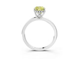 White gold Fancy Yellow Cushion Cut Solitaire Diamond Ring with Prong Setting and Plain Band_15
