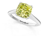 White gold Fancy Yellow Cushion Cut Solitaire Diamond Ring with Six-Prong Setting and Classic Band_37