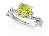White gold Fancy Yellow Cushion  Cut Solitaire Diamond Twisted Band with Pave Setting_60