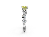 White gold Fancy Yellow Cushion  Cut Solitaire Diamond Twisted Band with Pave Setting_61